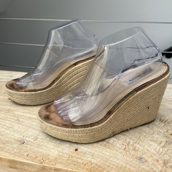 Steve Madden clear Sunrise Wedge Sandals for Women Wrapped Wedge heel formal 9 - Picture 8 of 11